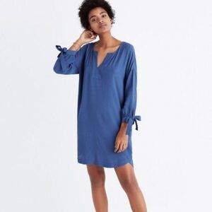 Madewell Du‎ Jour Blue Tie-Sleeve Tunic Dress XXS